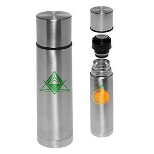 Cylindrical Insulated Vacuum Thermal Flasks Silver 18 oz.