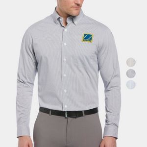 PERRY ELLIS® Mini Grid Woven Men's Button-Down Dress Shirt with Custom Logo