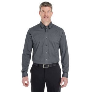 Devon & Jones Men's Central Cotton Blend Mélange Button-Down