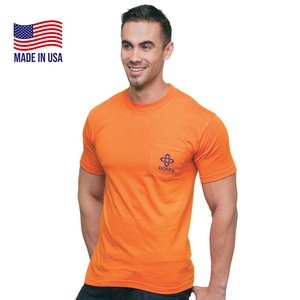 100% USA Union Made Pre-Shrunk Pocket Crew Tee Shirt