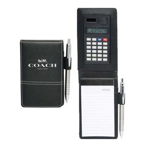 Union Printed - Leatherette Pocket Jottes with Calculator Memo Pad - 1-Color Logo
