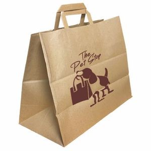 Kraft Natural Flat Handle Shopper Bag With One Color Printing