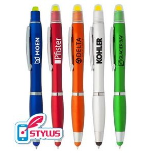 Union Printed - 3-in-1 - Stylus Pen & Gel Highlighter Combo with 1-Color Logo