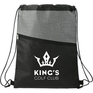 Cross Weave Zippered Drawstring Bag