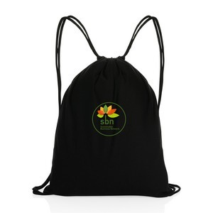Impact AWARE™ Recycled Cotton Drawstring Backpack 145g - Black
