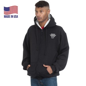 Made in USA 100% Pre-Shrunk Heavy Thermal Lined Full Zip Hoodie