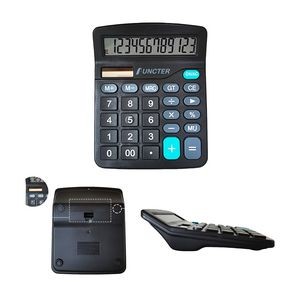 Solar & Battery Dual Power Electronic Calculator W/ Non-Slip Base