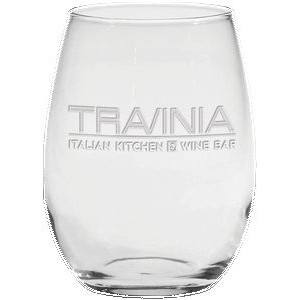 15 Oz. Stemless White Wine Glass - Etched